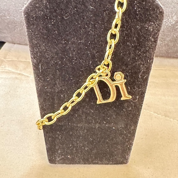 Gold Tone “Di“ Charm Chain Link Bracelet w/crystal as Top of “I“ Vintage - Picture 15 of 15